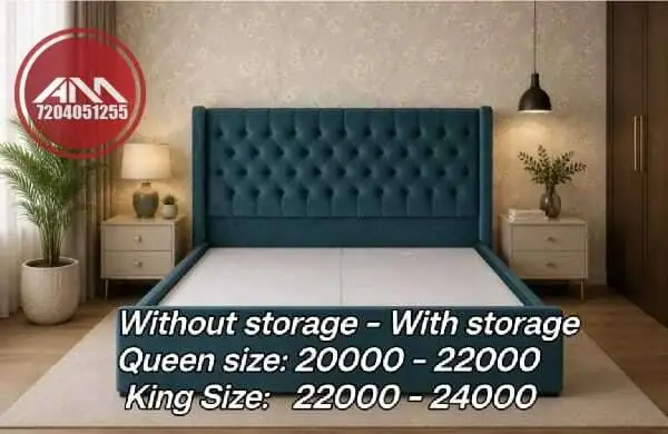 Upholstered dark green Cot by A M Steel Furniture