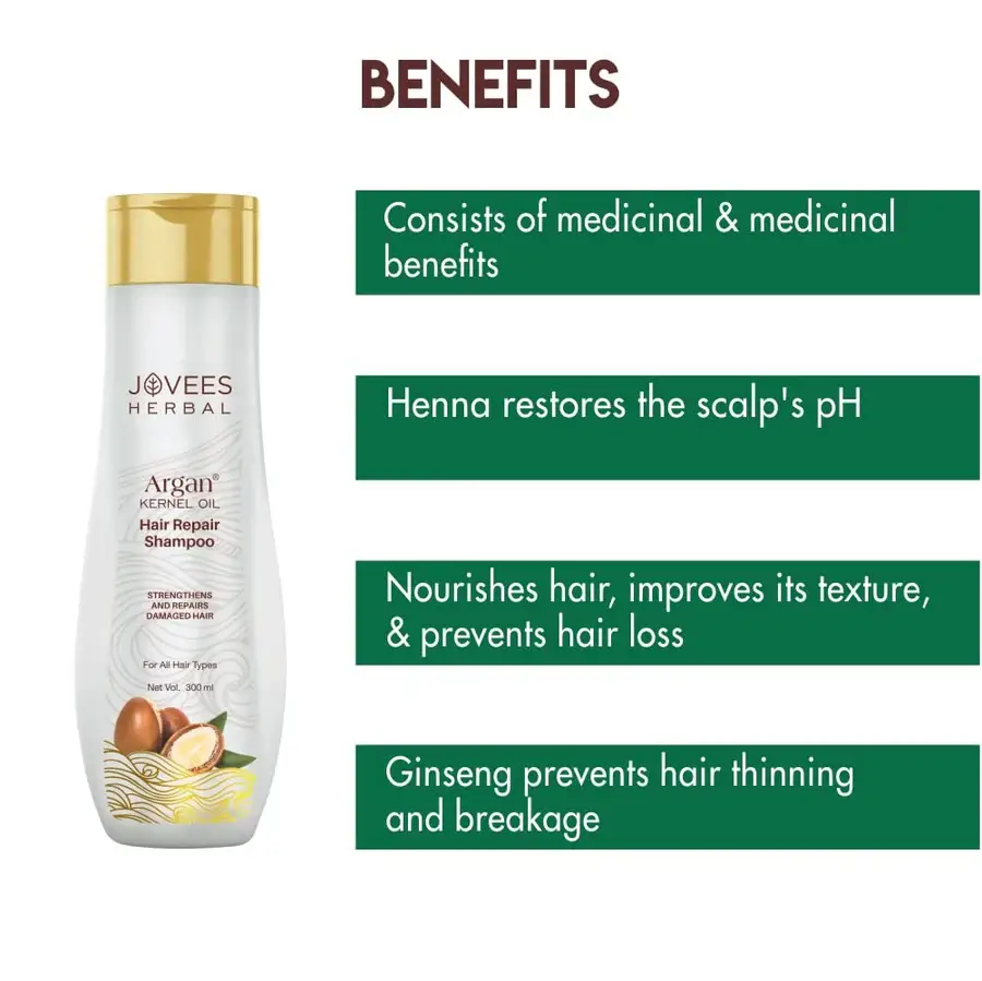 Jovees Argan Kernal Oil Hair Repair Shampoo - 300 ml view 2