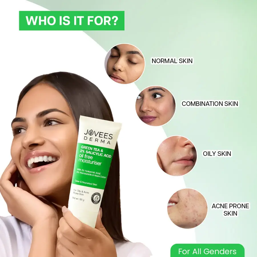 Jovees Derma Green Tea & 2% Salicylic Acid Oil Free Moisturiser-50 g view 3