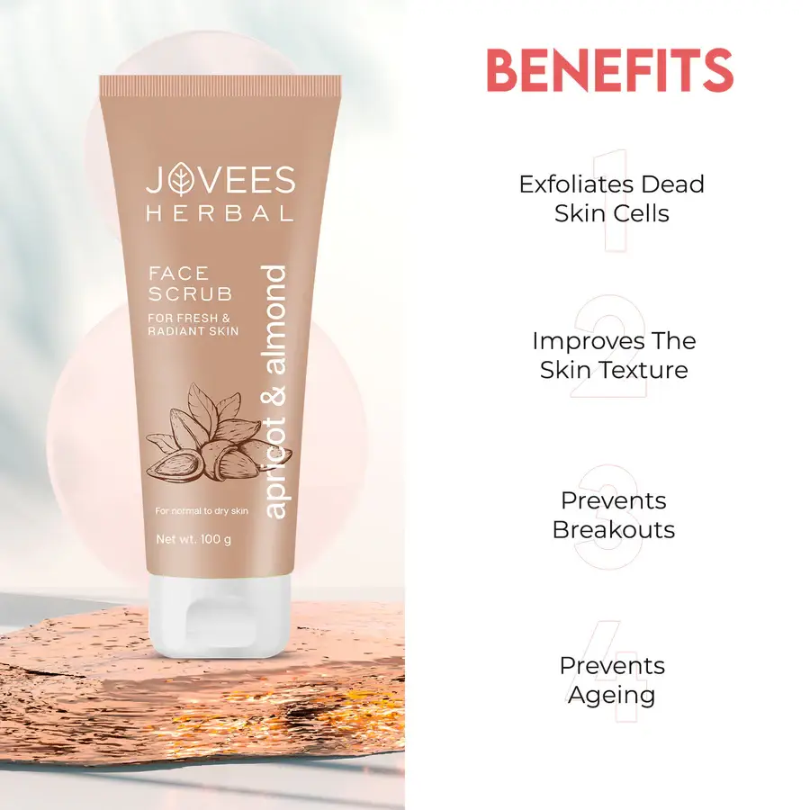 Jovees Apricot & Almond Face Scrub Infused With Wheatgerm Oil view 3