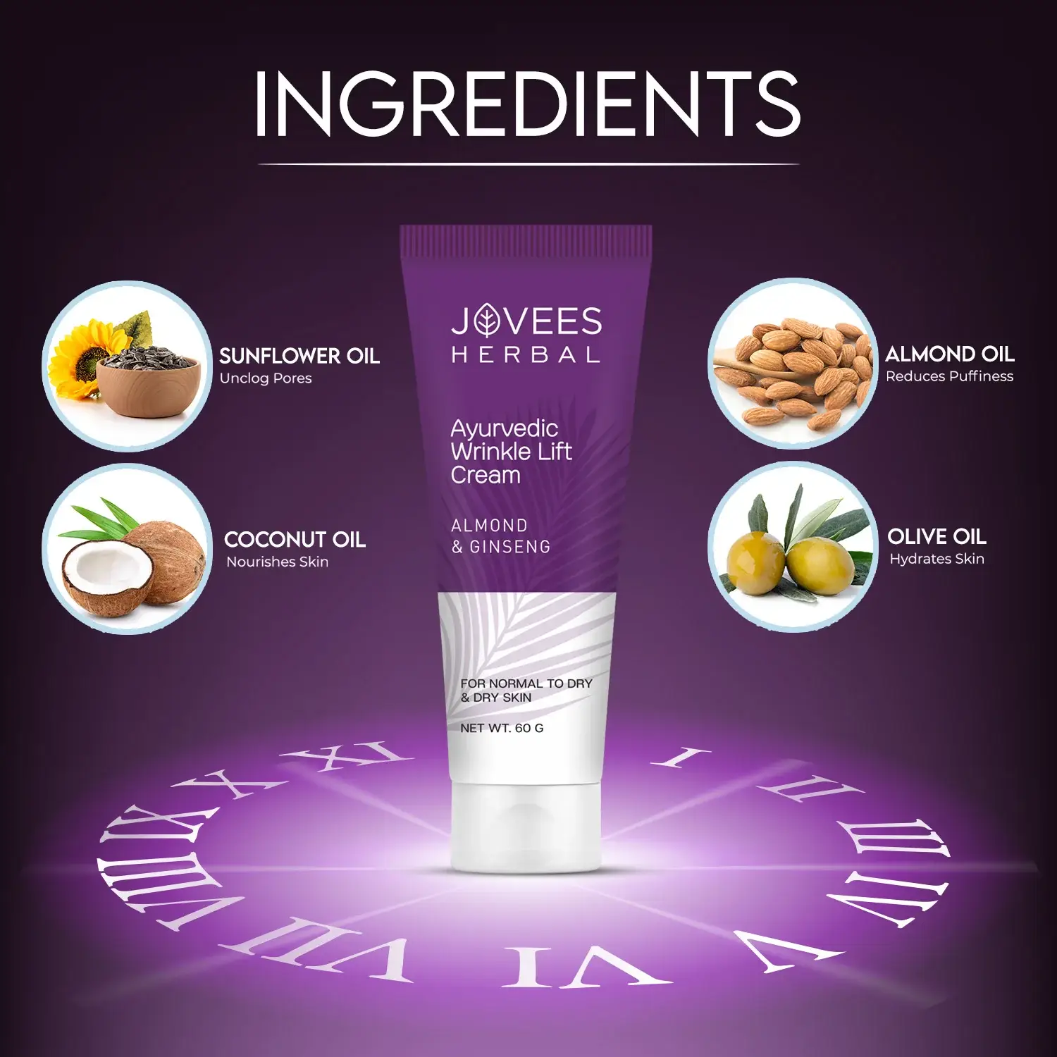 Jovees Ayurvedic Wrinkle Lift Face Cream With Almond & Ginseng view 3