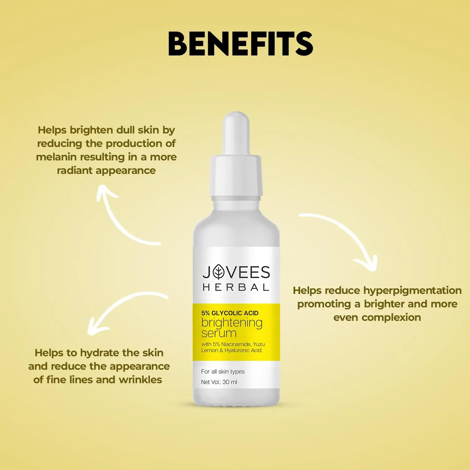 Jovees 5% Glycolic Acid Brightening Skin Serum With 5% Niacinamide view 2