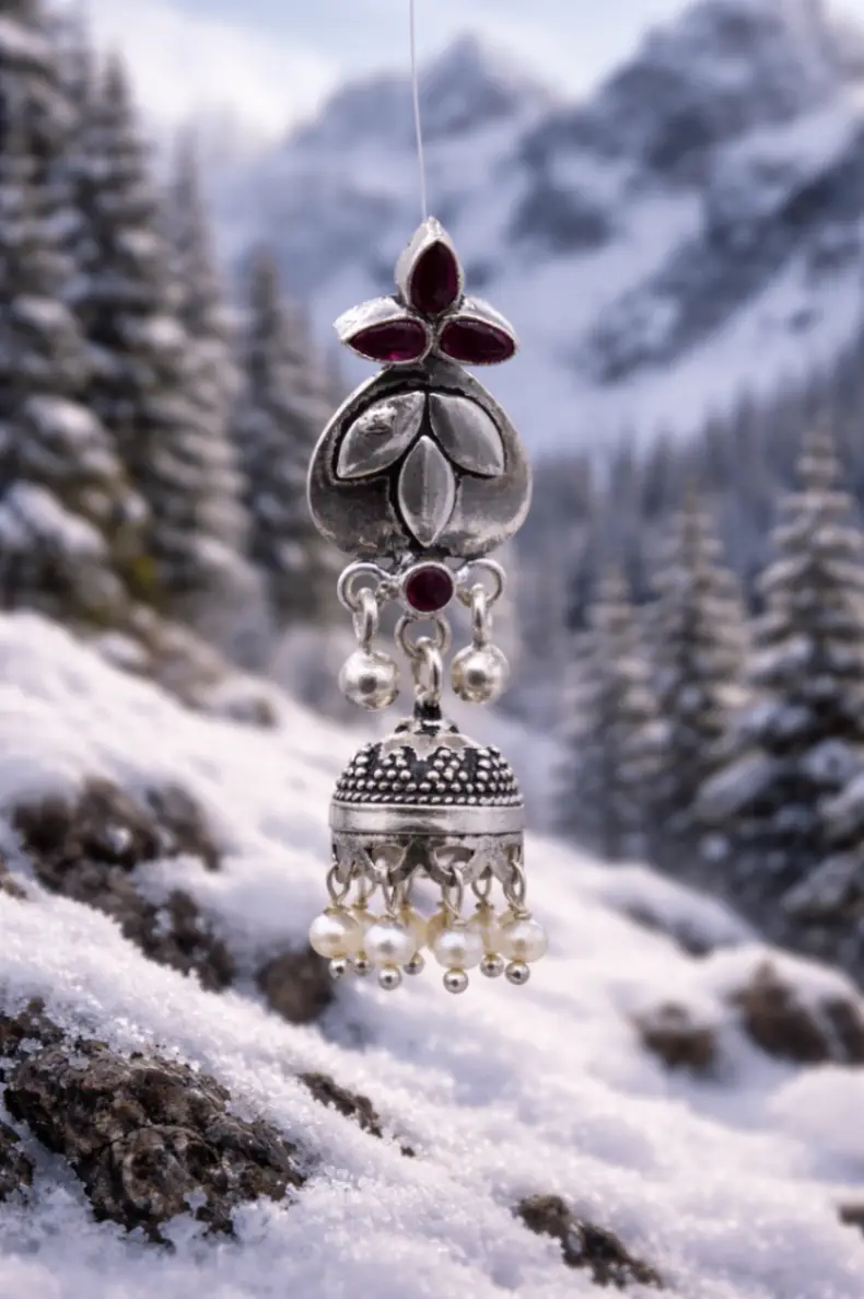 Silver Jhumka Earring view 2
