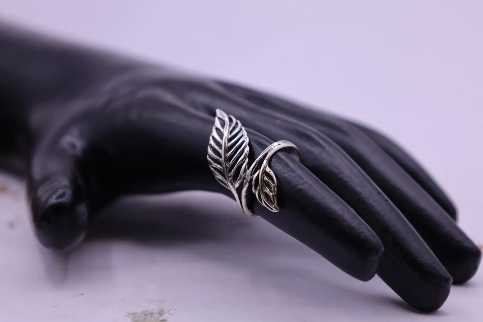 Silver Leaf Ring view 2