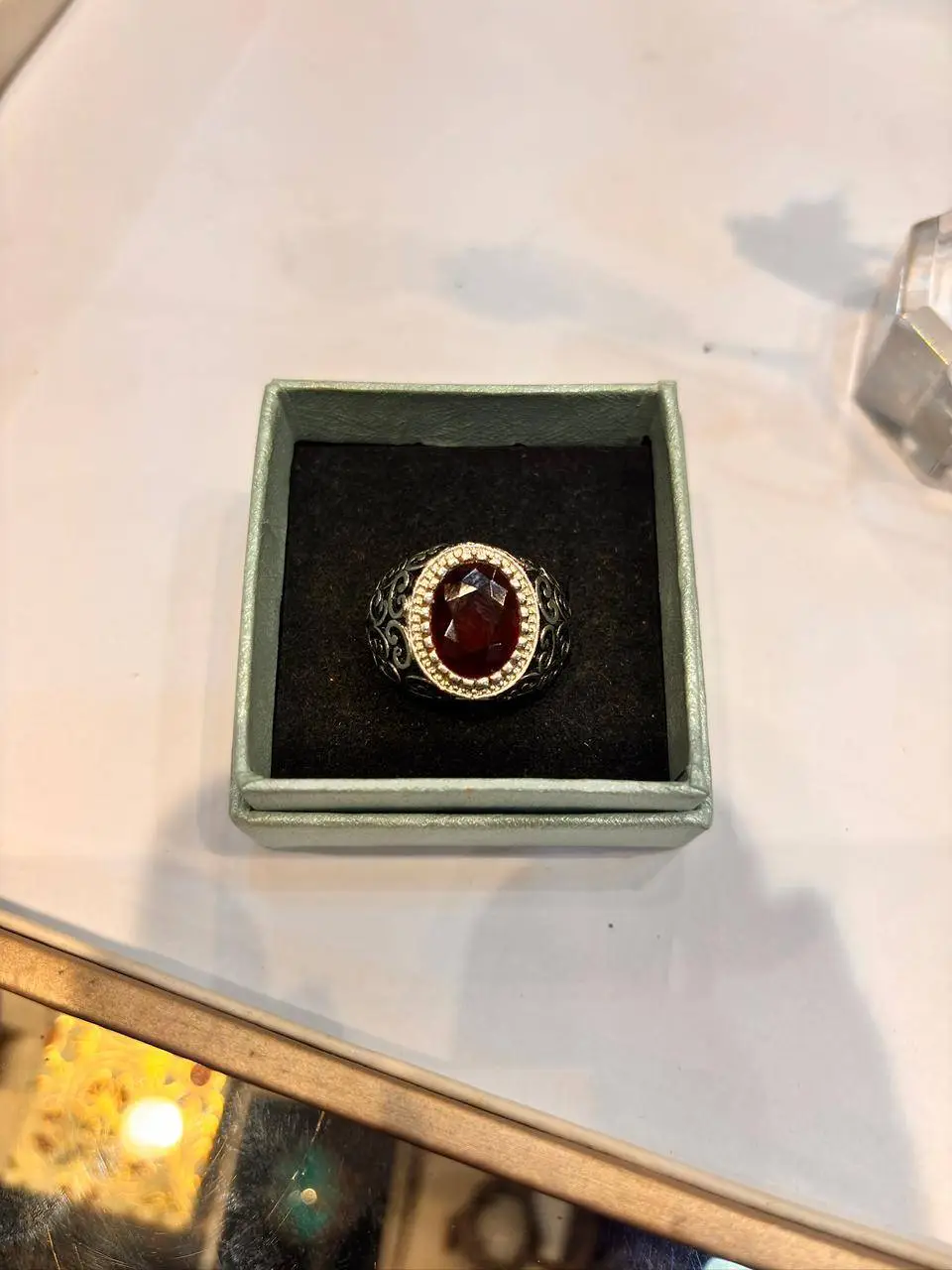 Silver Ring with Red Stone view 3