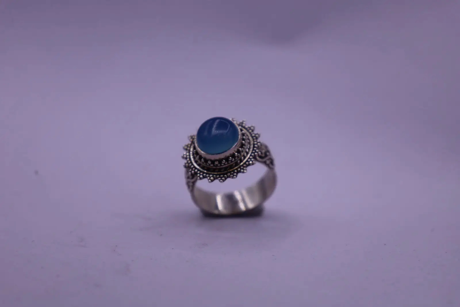 Silver Blue Stone Ring view 4