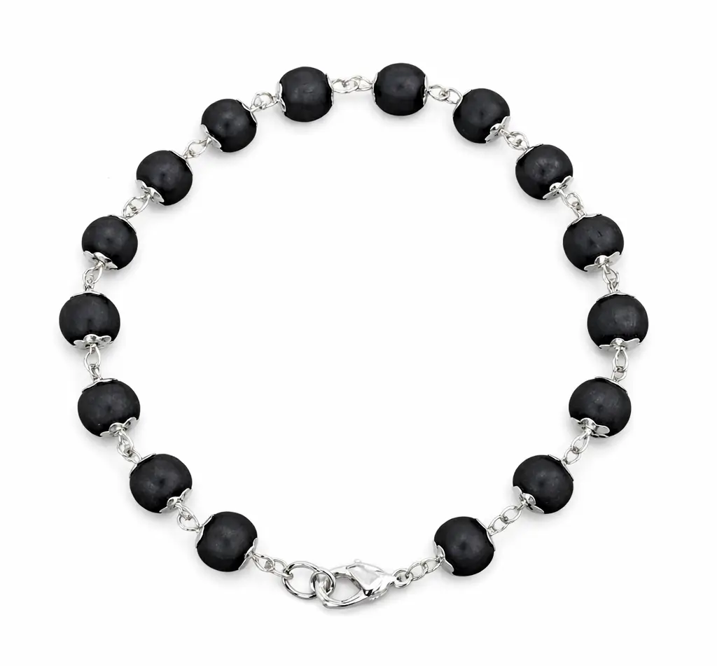 Ebony Black Bead Silver Bracelet Original Siddh & Energised A+++ Quality view 3