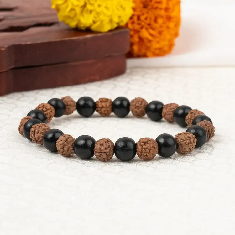 Rudraksha and Ebony Beads Bracelet Original Siddh & Energised A+++ Quality view 2