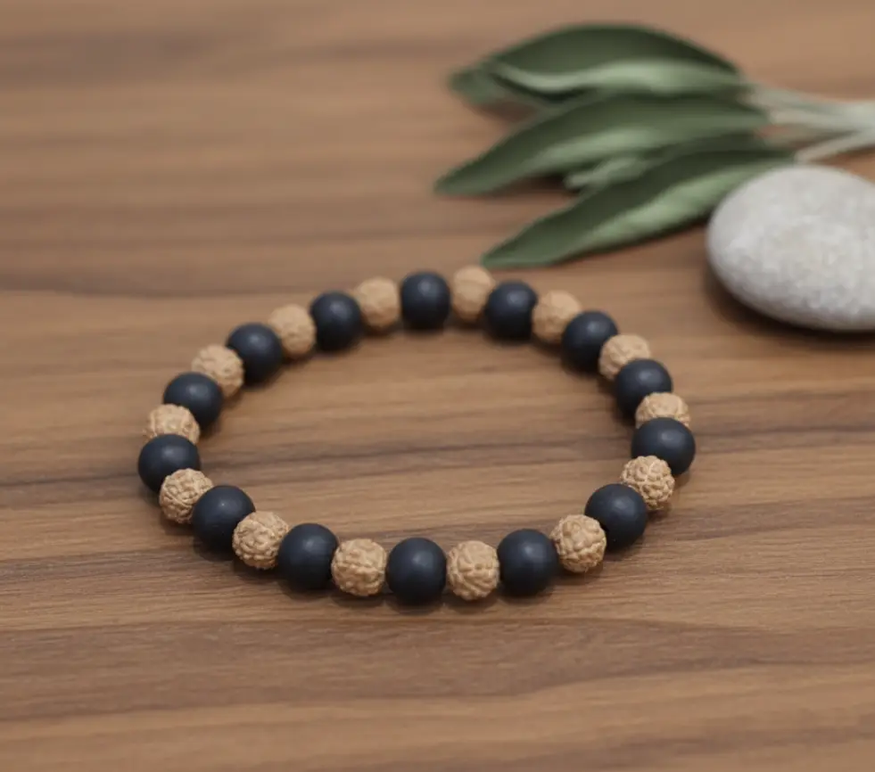 Rudraksha and Ebony Beads Bracelet Original Siddh & Energised A+++ Quality view 3