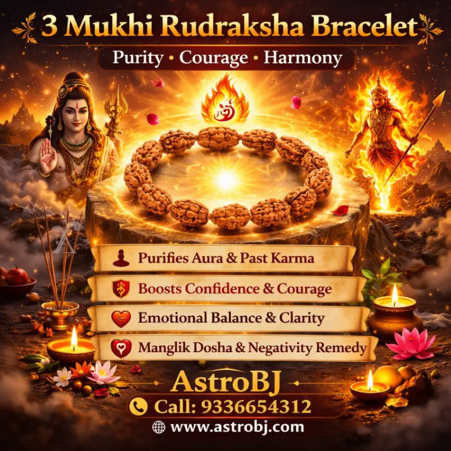 AstroBJ 3 Mukhi Rudraksha Bracelet "Siddh & Energised" A+++ Quality view 3