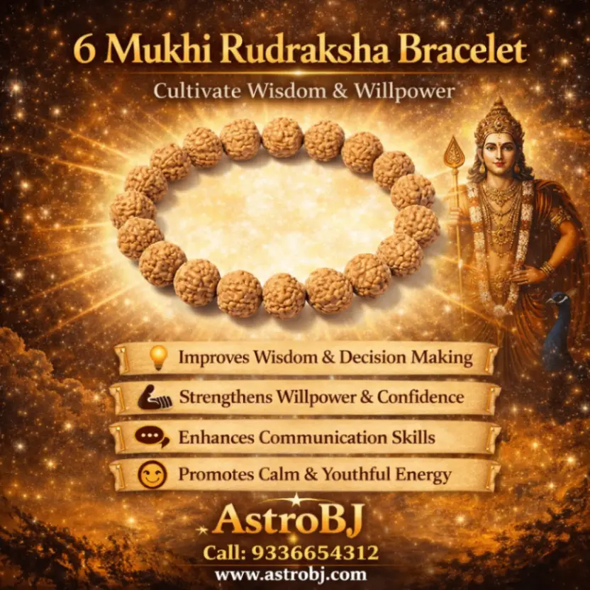 AstroBJ 6 Mukhi Rudraksha Bracelet "Siddh & Energised" A+++ Quality view 3