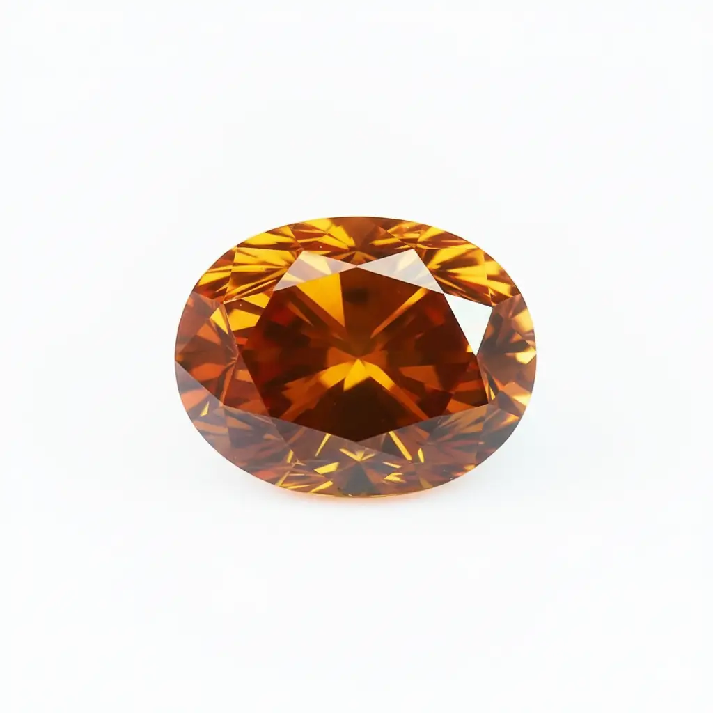 4 Ratti (3.50-3.99 Carat) Red Orange American Diamond Zircon Gemstone (Ovel Shape) | ASTROBJ view 2