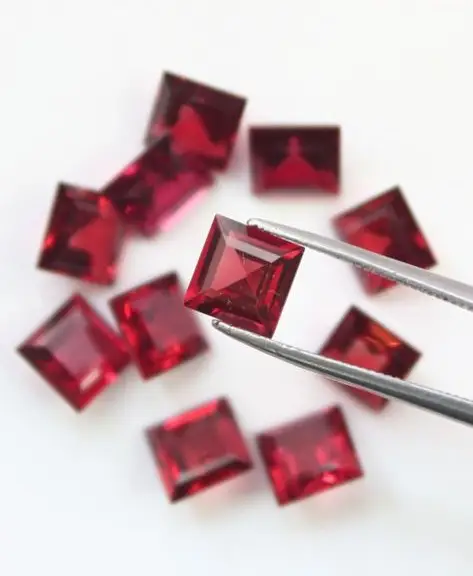 5-6 Ratti (5.50-5.99 Carat) Princess Cut Red American Diamond Zircon Loose Gemstone (Rectangular Shape) | ASTROBJ view 2