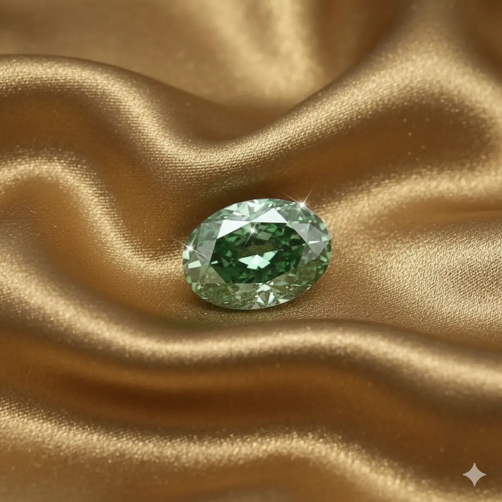 4 Ratti (3.50-4 Carat) Green American Diamond Natural Zircon Gemstone (Ovel Shape) | ASTROBJ view 2