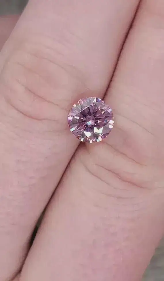 3 Ratti (2.90-3 Carat) Pink American Diamond Zircon Gemstone (Round Shape) | ASTROBJ view 2