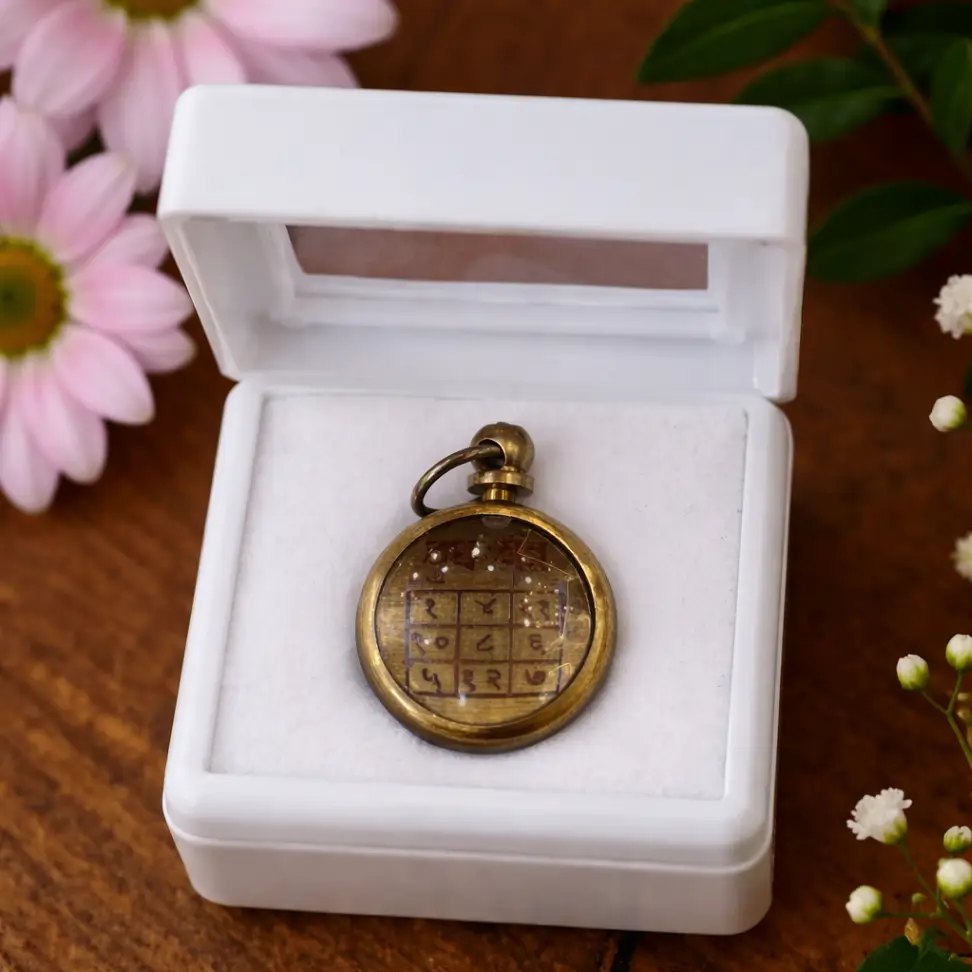 ASTROBJ Vrish (Vrishabha) Rashi Taurus Zodiac Yantra Pendant/Locket | Copper Round Metal Charm | in Ashtadhatu for Men & Women Unisex | Original Siddh & Energised A+++ Quality view 3