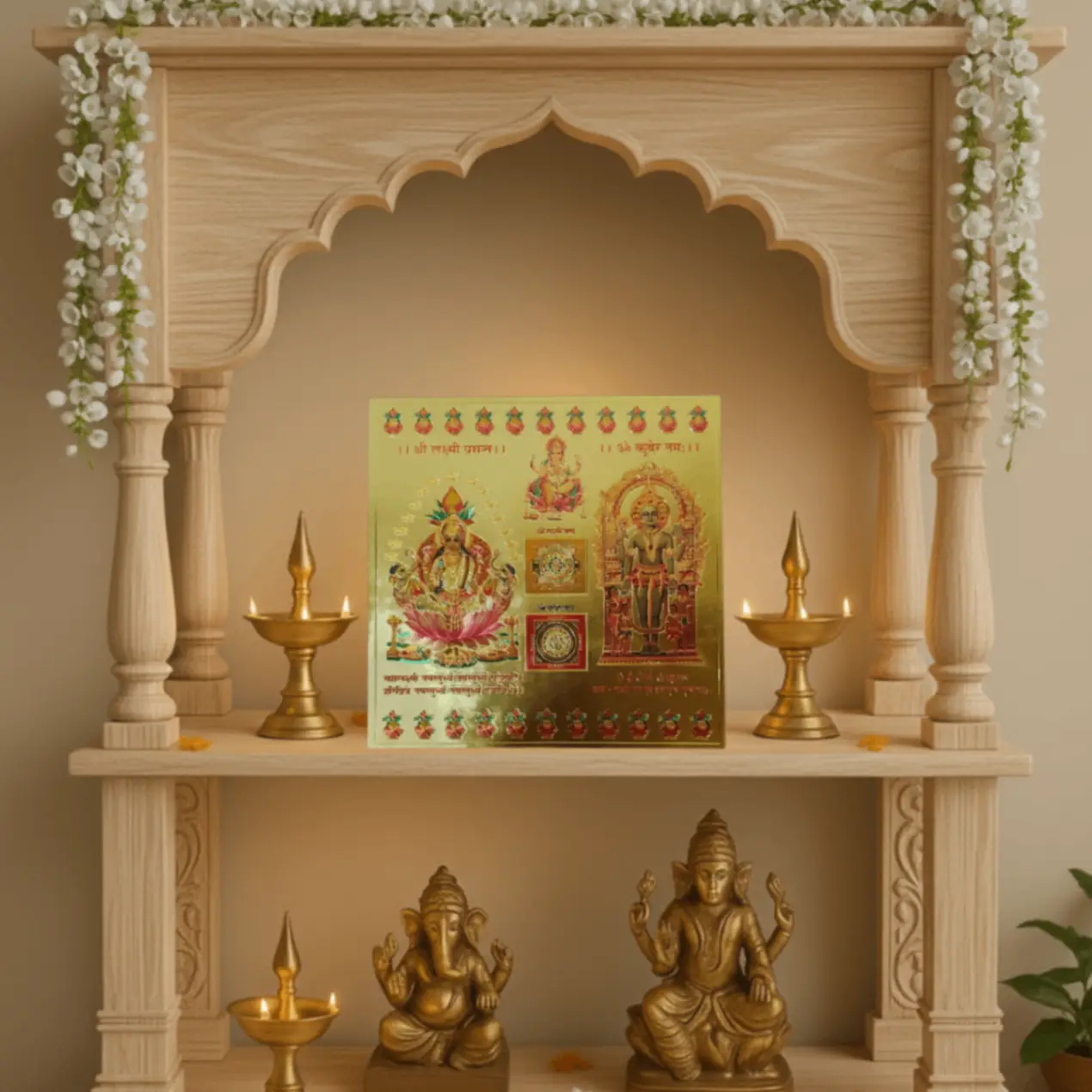 ASTROBJ Sri Lakshmi Kuber Yantra, Gold Foil, 9x9 Inches, Swiss Made, 0.5mm Thickness, Hindu Religious Decor | Siddh & Energised Yantra A+++ | Best For Vastu, Good Luck, Possitivety, Money view 2