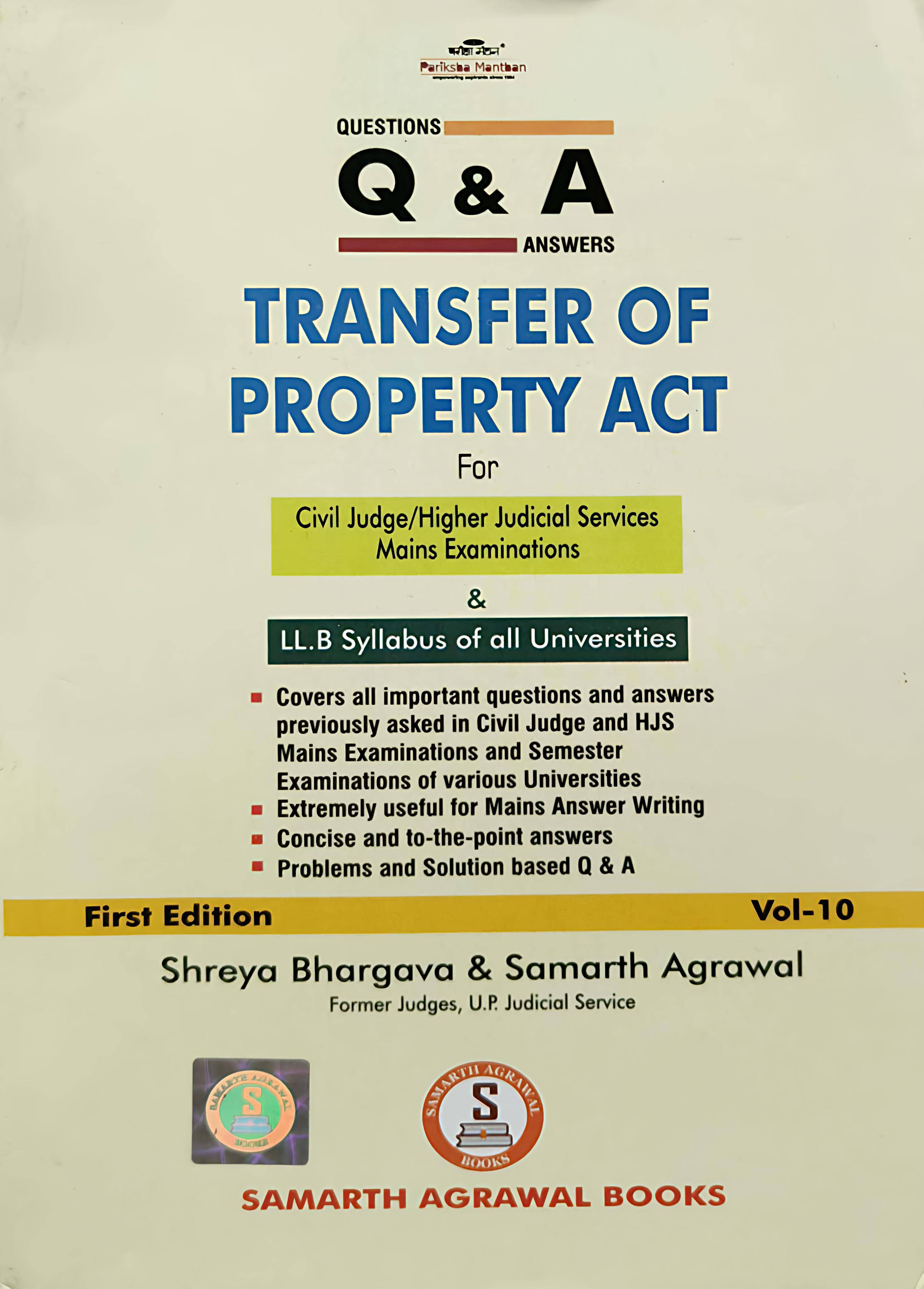 Samarth Agrawal Transfer of Property Act Q&A | 9788196322267