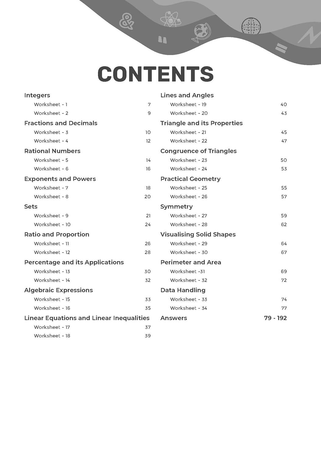 Oswal Gurukul ICSE Chapterwise Worksheets - Mathematics Class 7 | 9789348145451 view 2