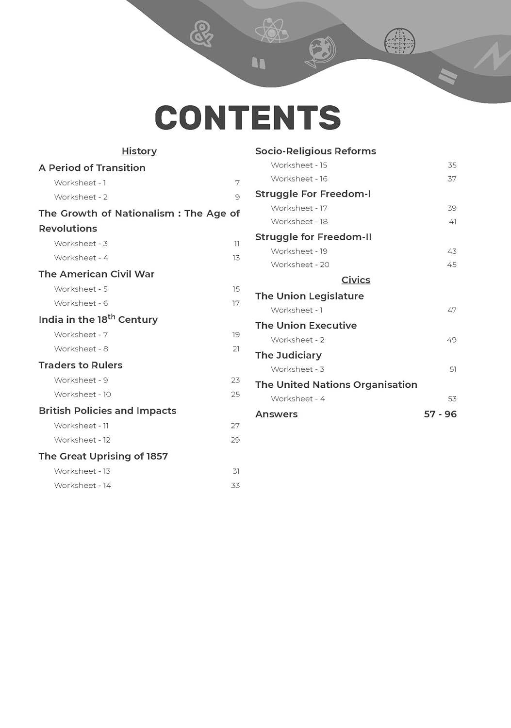 Oswal Gurukul ICSE Chapterwise Worksheets - History & Civics Class 8 | 9789348145369 view 2
