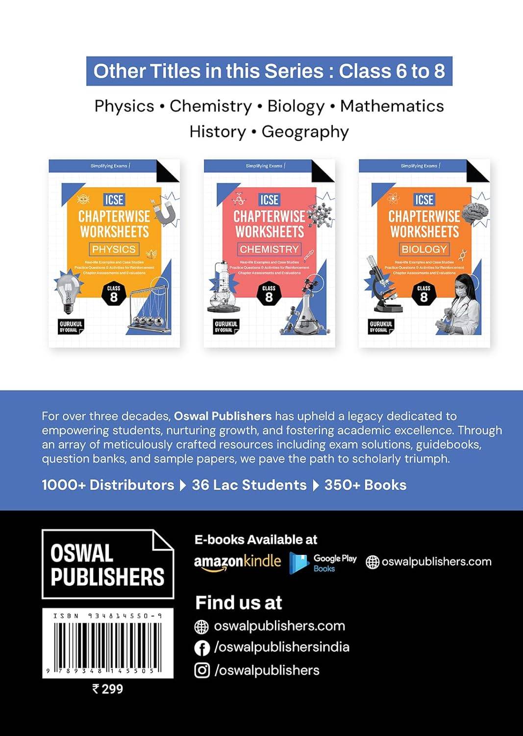 Oswal Gurukul ICSE Chapterwise Worksheets - Mathematics Class 8 | 9789348145505 view 3