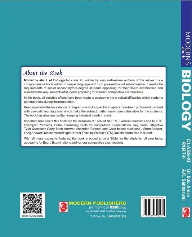 Modern ABC + Biology CBSE Class 11 Part 1 & 2 by BB Arora & AK Sabharwal | 9789389708257 view 4