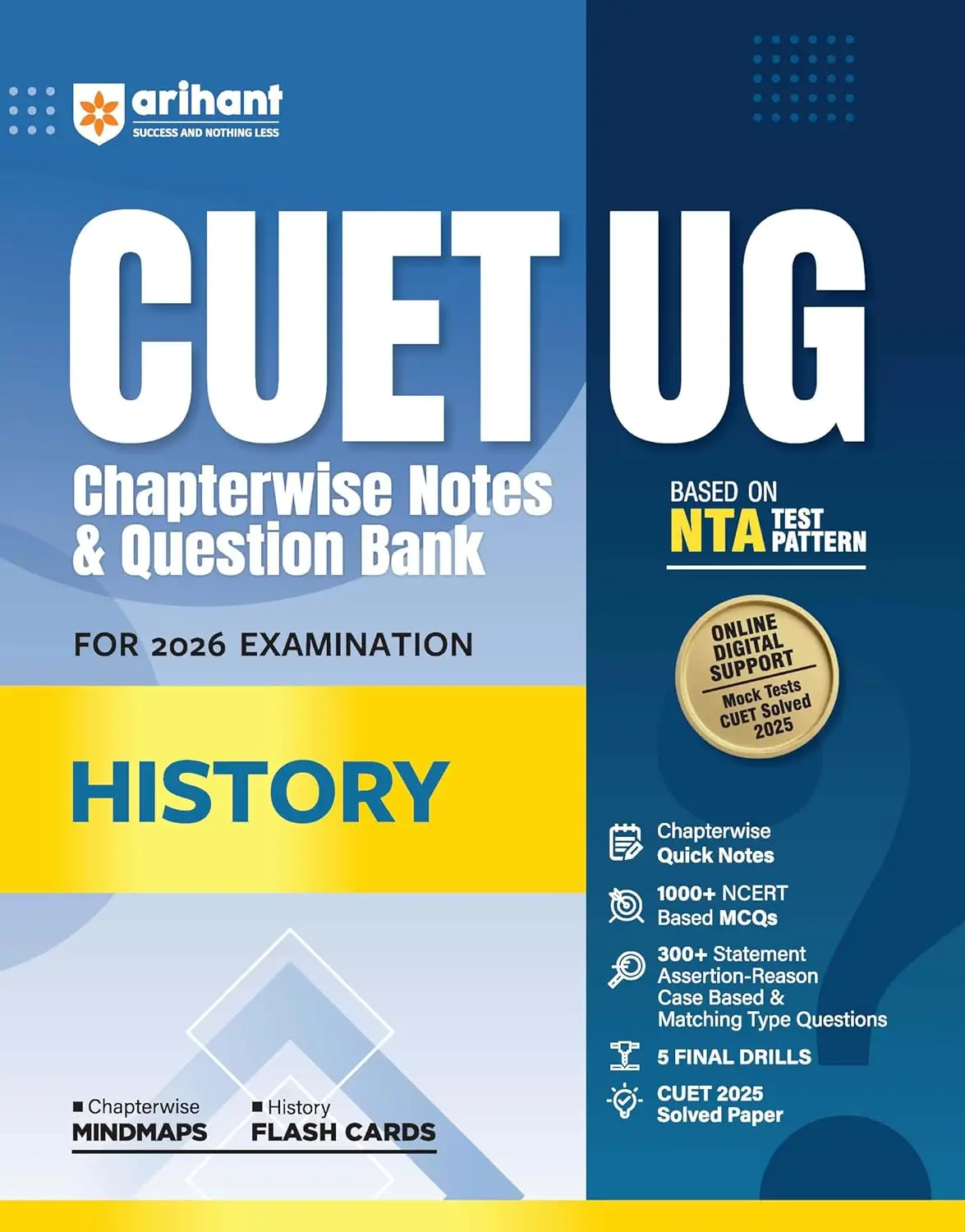 Arihant CUET UG Chapterwise Notes & Question Bank for 2026 Examination - History | 9789373949185 | G1238