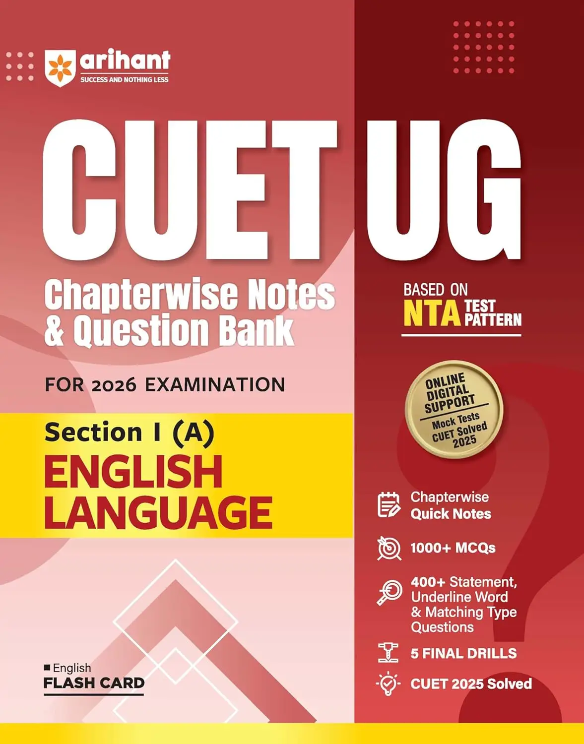 Arihant CUET UG Chapterwise Notes & Question Bank for 2026 Examination - English Language | 9789373941288 | G1225