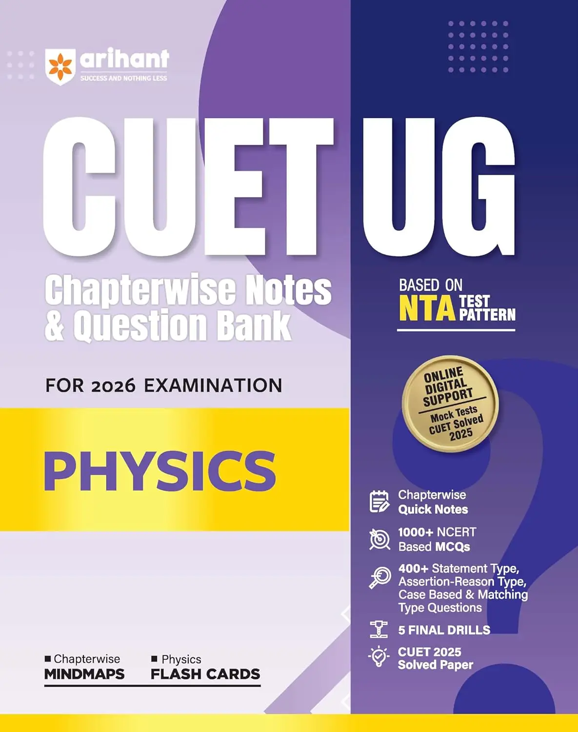 Arihant CUET UG Chapterwise Notes & Question Bank for 2026 Examination - Physics | 9789373949048 | G1229