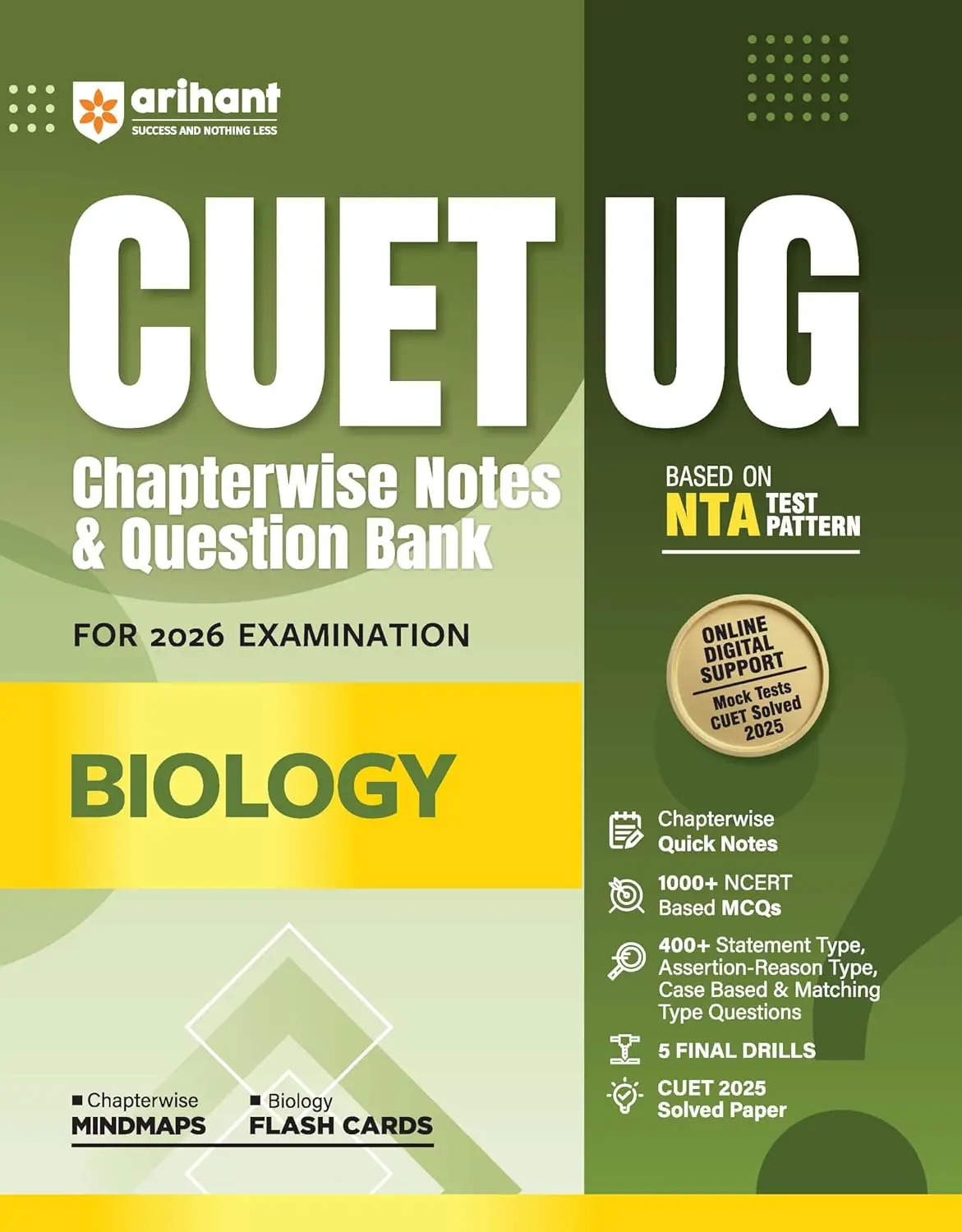 Arihant CUET UG Chapterwise Notes & Question Bank for 2026 Examination - Biology | 9789373947396 | G1233