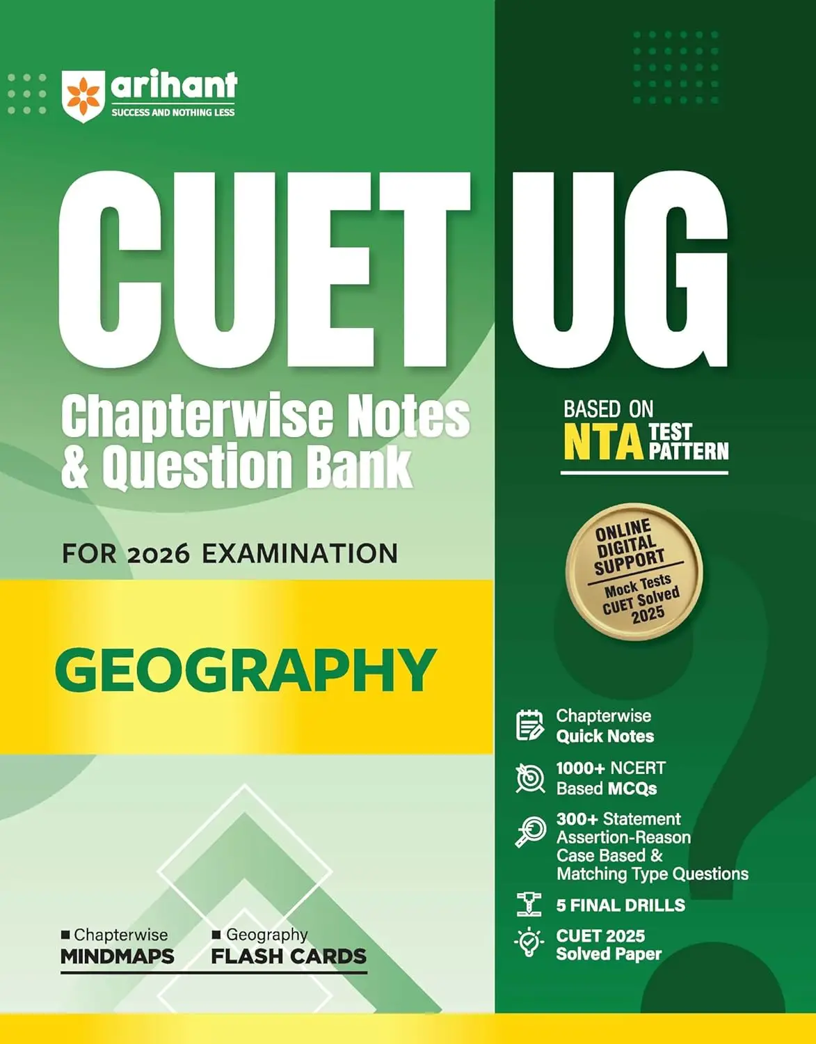Arihant CUET UG Chapterwise Notes & Question Bank for 2026 Examination - Geography | 9789373943145 | G1240