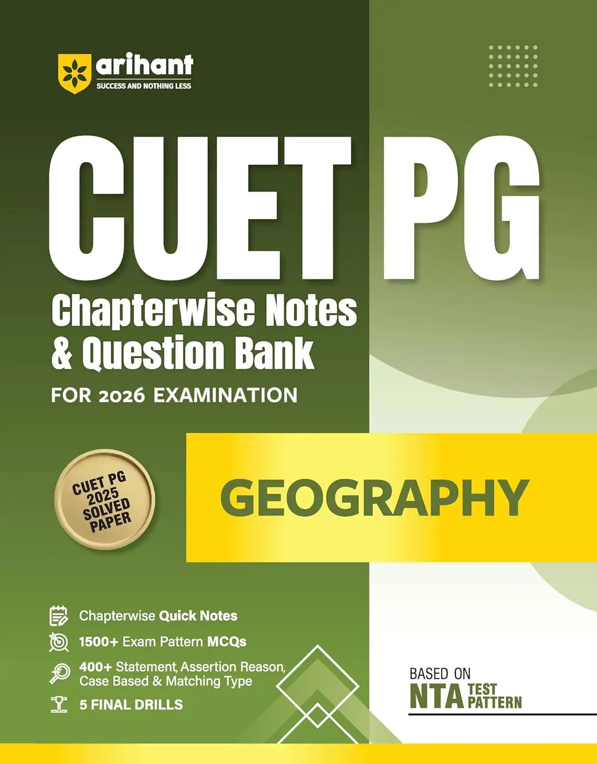 Arihant CUET PG Chapterwise Notes & Question Bank for 2026 Examination - Geography | 9789373949468 | D1055