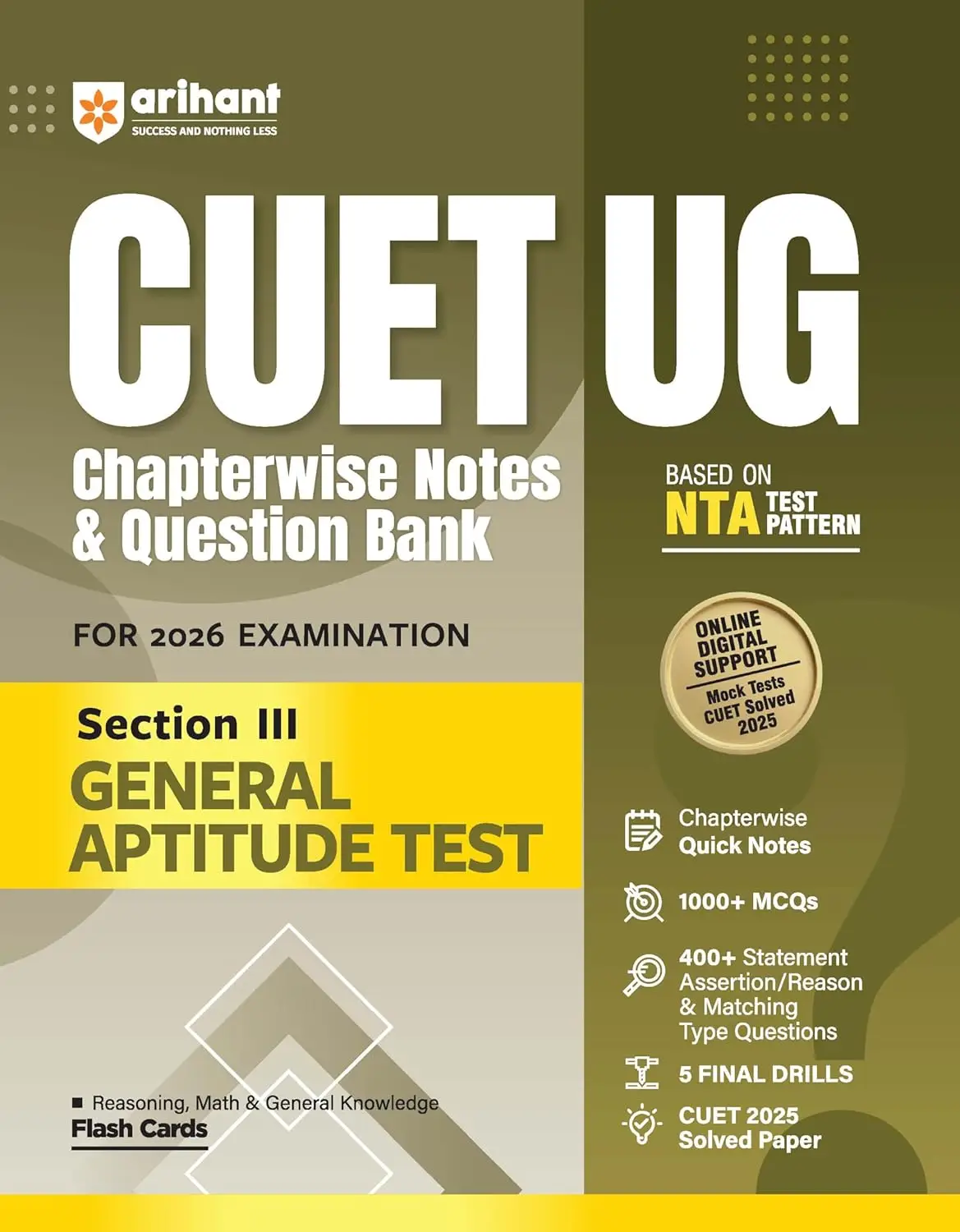 Arihant CUET UG Chapterwise Notes & Question Bank for 2026 Examination - General Aptitude Test | 9789373941554 | G1227