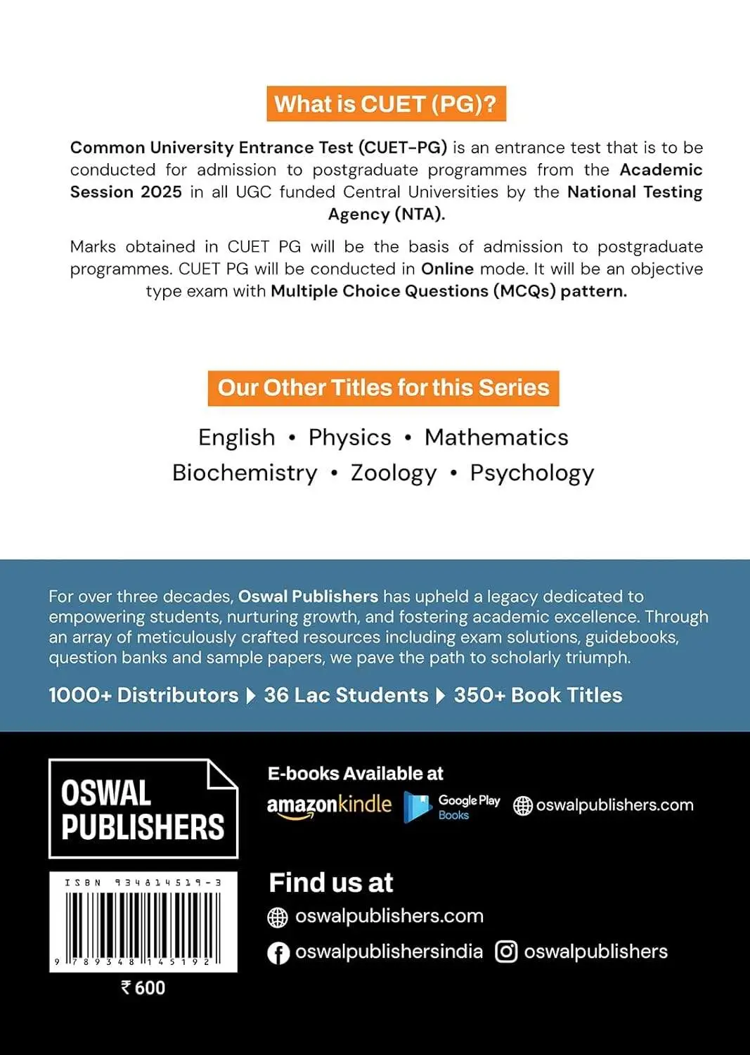 Oswal NTA CUET (PG) Question Bank - Psychology | 9789348145192 view 5