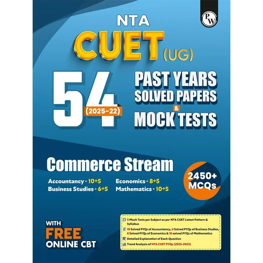 Physic Wallha CUET (UG) 54 Past Years Solved Papers & Mock Tests Commerce Stream | 9789371532396