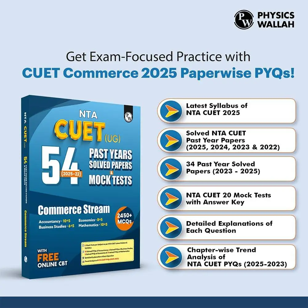 Physic Wallha CUET (UG) 54 Past Years Solved Papers & Mock Tests Commerce Stream | 9789371532396 view 2