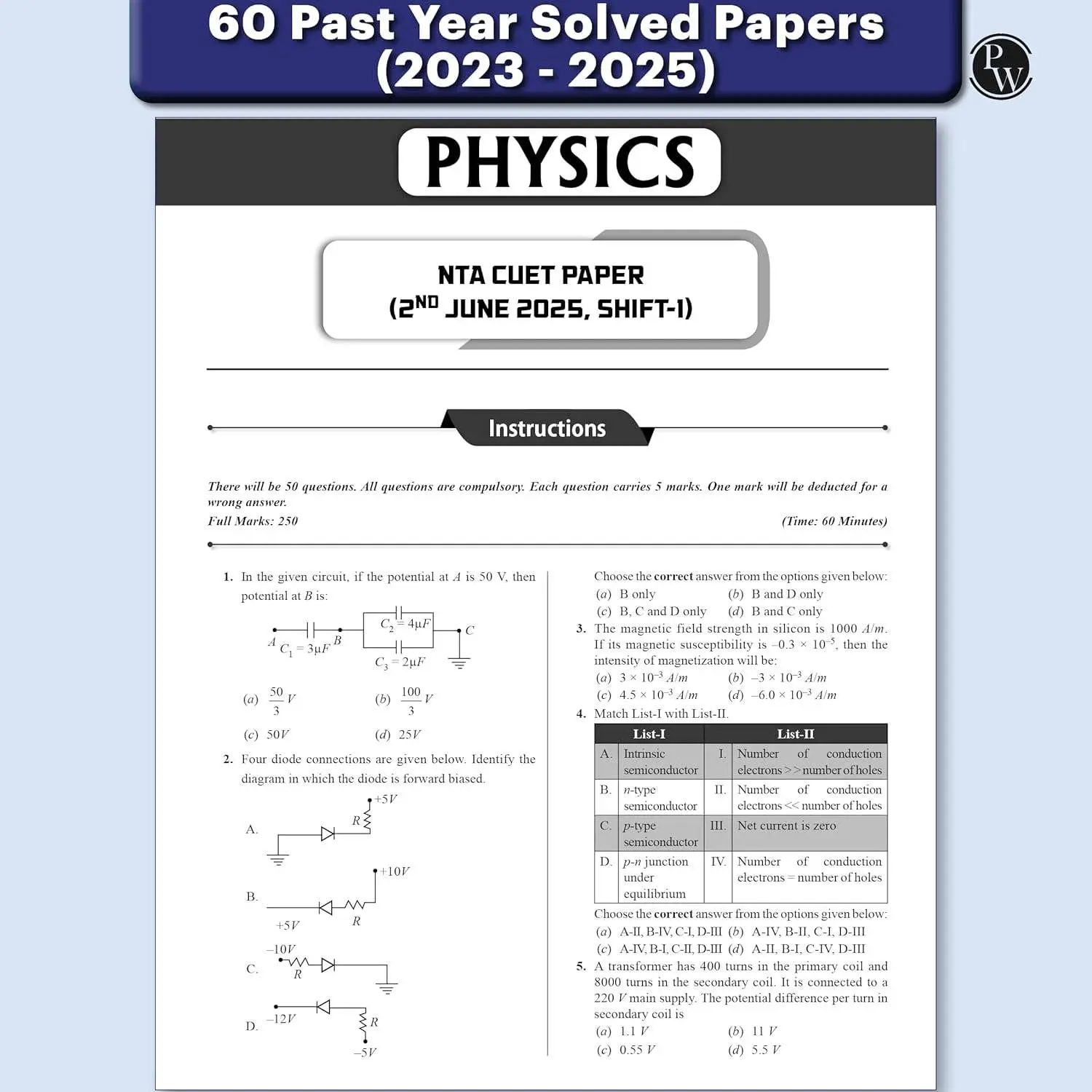 Physic Wallha CUET (UG) Entrance Exam Books 2026 – Science Stream | 68 Previous Year Question Papers (2025–2022) | 9789371535885 view 4