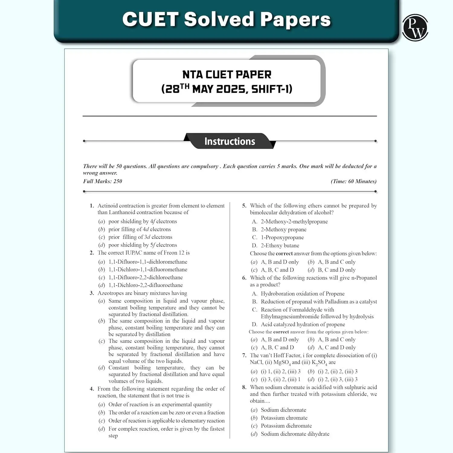 Physic Wallha CUET UG Entrance Exam Books 2026 – Chemistry | Chapterwise & Topicwise MCQs Question Bank (2025–2022) | 9789371538602 view 6