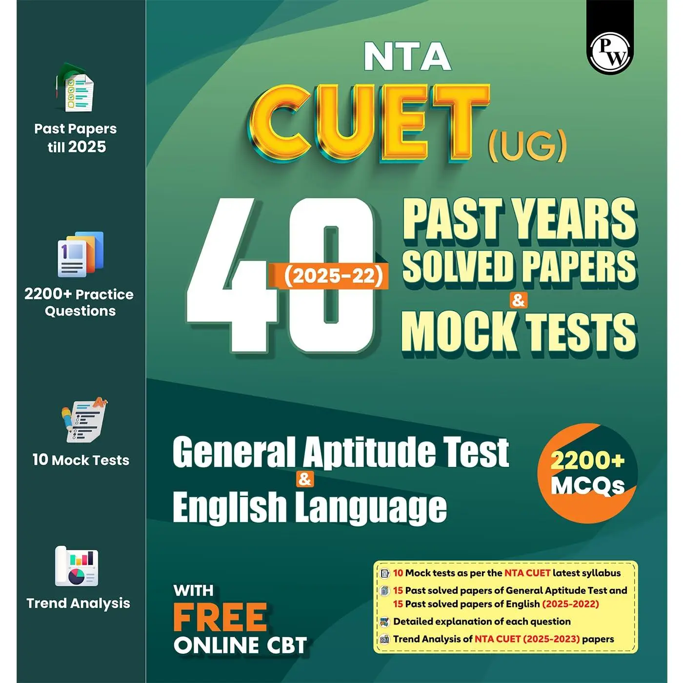CUET UG Entrance Exam Books 2026 –GT & English Language | 40 Past Years Solved Papers (2025–2022) | 9789371533492