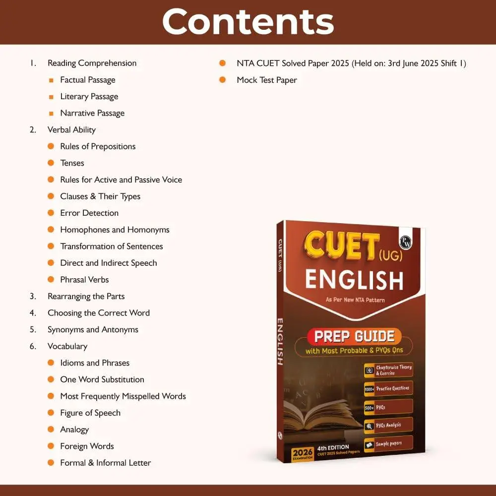 Physic Wallha CUET UG Entrance Exam Books 2026 – English Language Chapterwise & Topicwise Theory (2025–2022) | 9789371539159 view 2