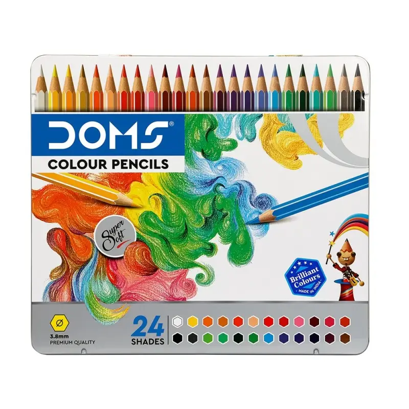 Doms Colour Pencils Flat Tin 24 Shades | 8906073772061