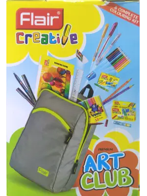 Flair Creative Series Art Club Combination Smart Kit | With Free Zipper Bag | A Complete Coloring Kit | 12 Products & 17 Units, Body Color of Bag May Vary