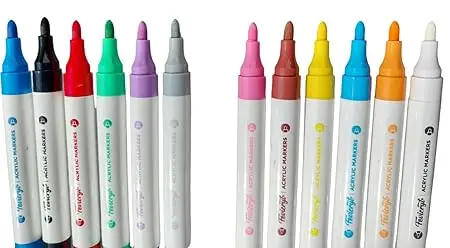 Fevicryl Acrylic Markers | Assorted Colours,12 Shades, Ideal for Paper, Wood, Canvas, Metal, Glass, Stone, Ceramic, Plastic, Fabric | 8901860001812 view 5
