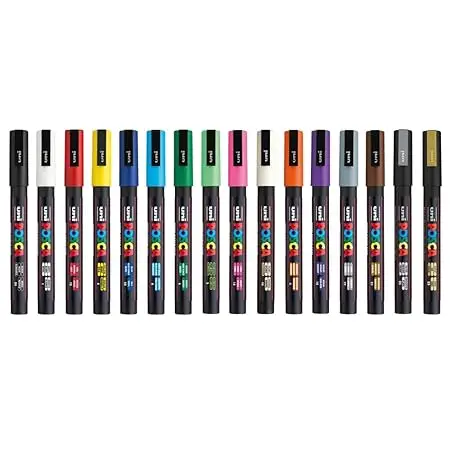 Posca PC-3M Marker | 0.9-1.3 mm Bullet Shaped Tip (Multicolor, Pack of 16) | 4902778246122 view 2