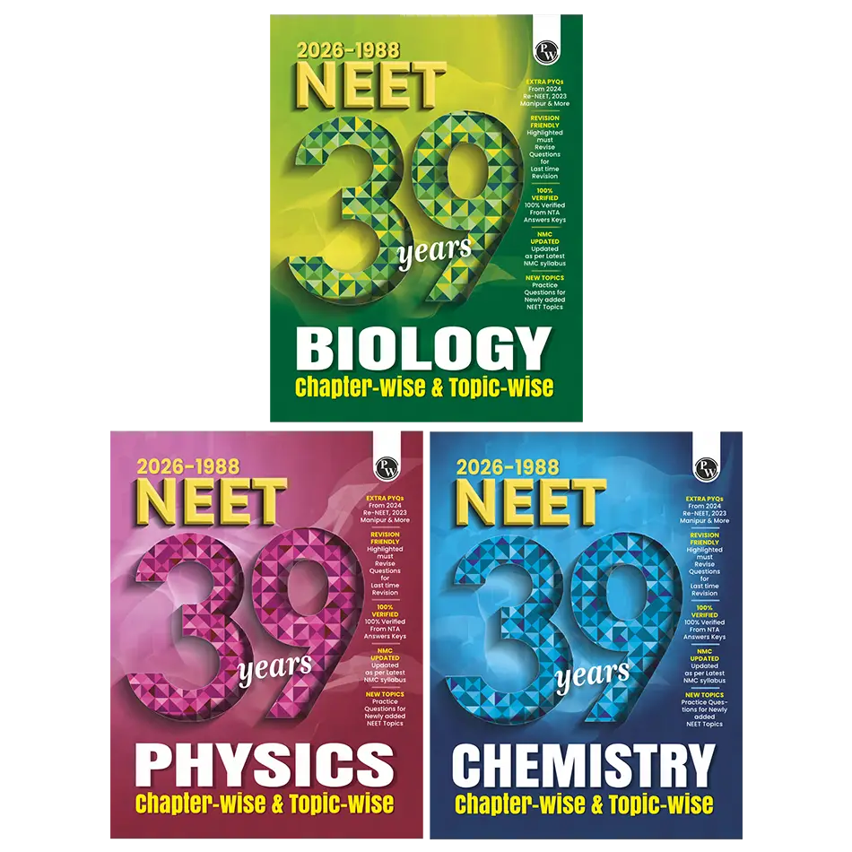 PW NEET PYQ 39 Years Physics, Chemistry, Biology Combo Set of 3 Books For 2027 Exam | Chapterwise and Topicwise Solutions (2026-1988)