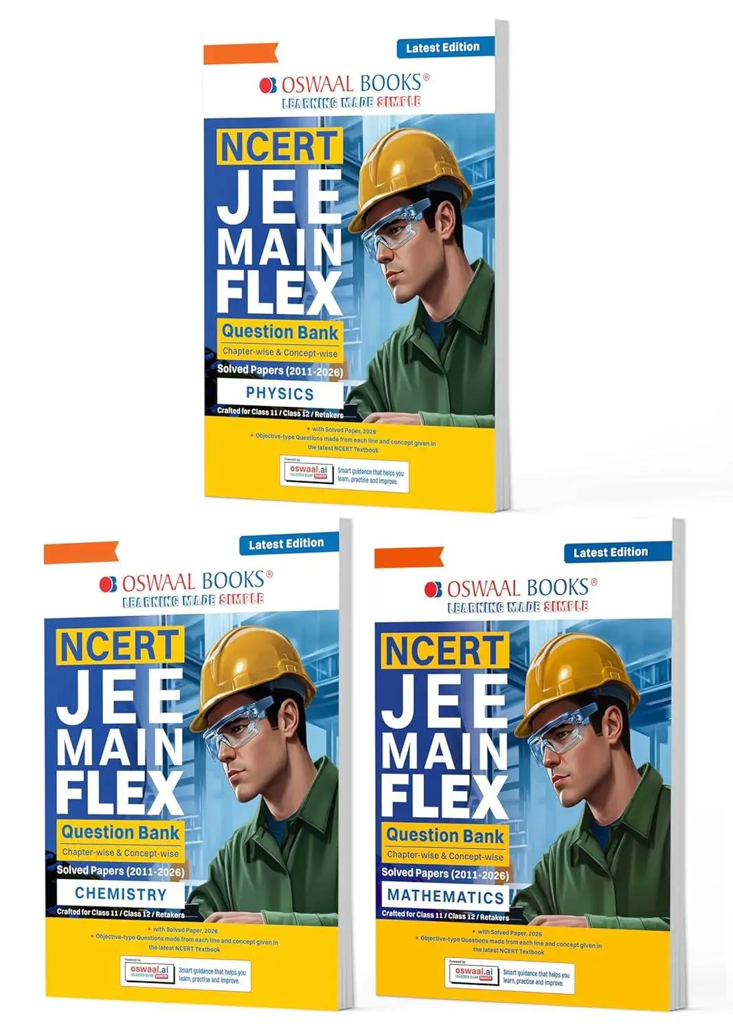 Oswaal NCERT JEE (Main) FLEX Chapterwise & Topicwise NCERT Objective QB Physics, Chemistry & Maths (Combo Set of 3) For 2027 Exam