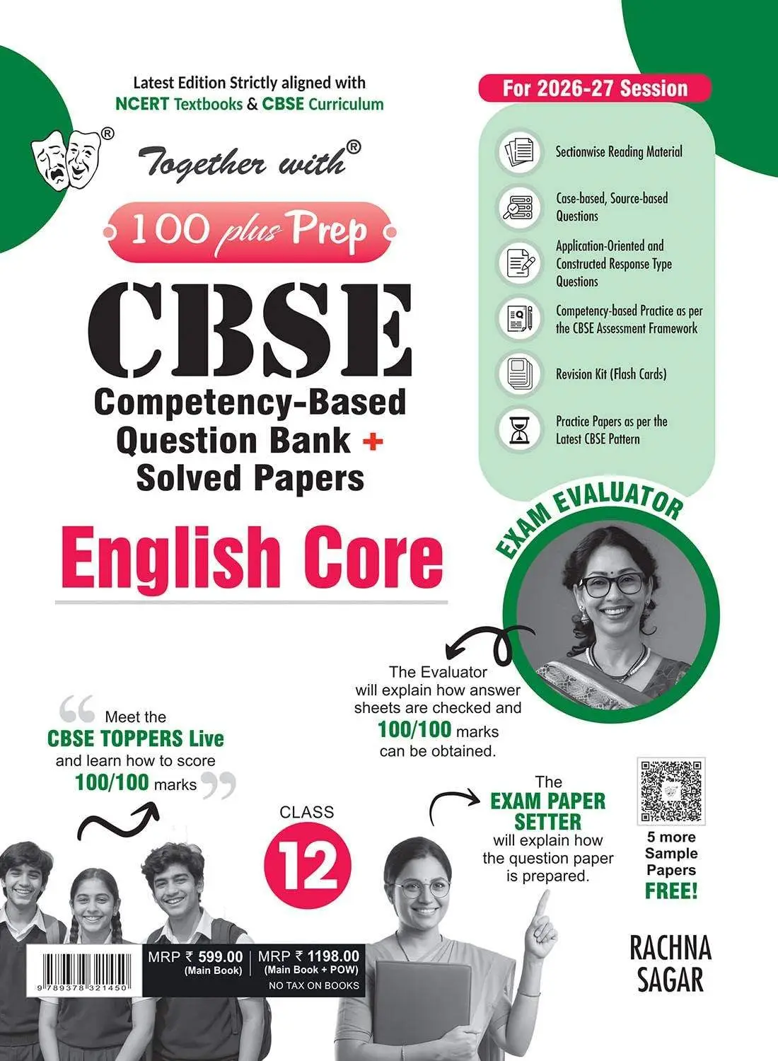 Together with 100 Plus Prep CBSE Question Bank for Class 12 English Core 2026-27 | 9789378321450