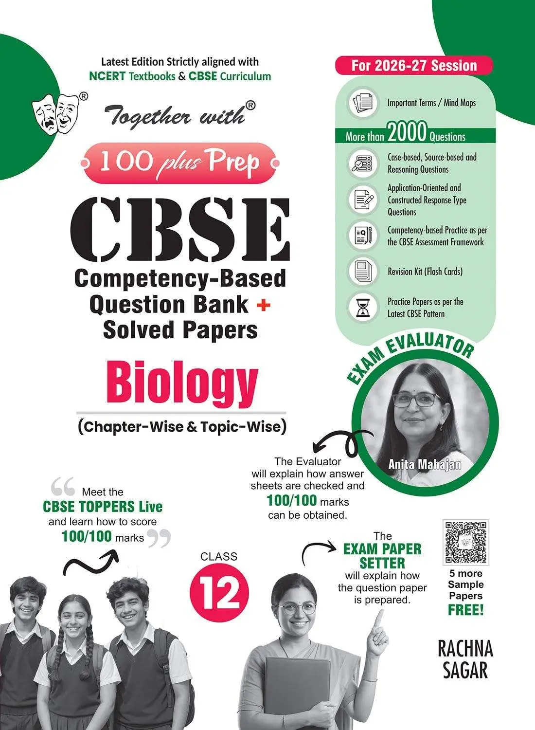 Together with 100 Plus Prep CBSE Question Bank Biology for Class 12 2026–27| 9789378324383