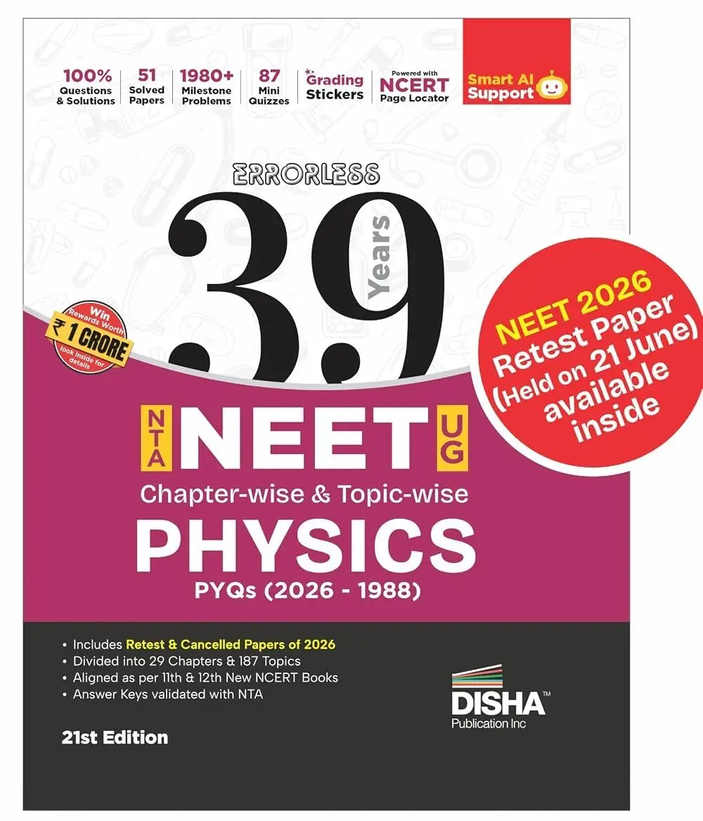 Disha Errorless 39 Years NTA NEET (UG) Chapter-wise & Topic-wise Physics NEET PYQ Book (2026 - 1988) 21st Edn | 9789371860000
