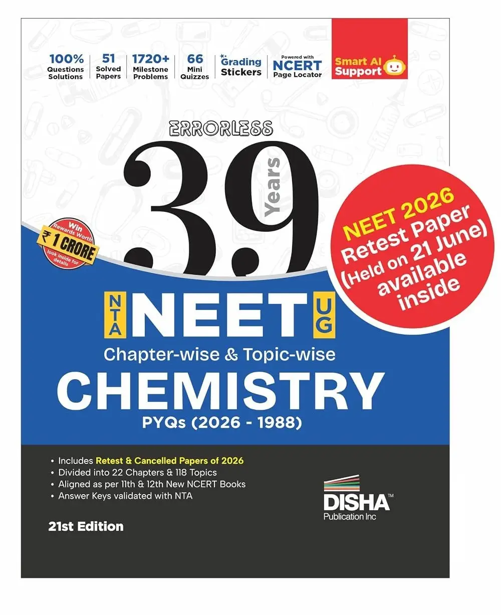 Disha Errorless 39 Years NTA NEET (UG) Chapter-wise & Topic-wise Chemistry NEET PYQ Book (2026 - 1988) 21st Edn | 9789371869775